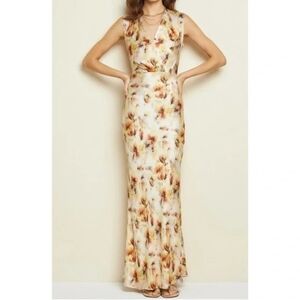 Bec + Bridge Sunset Floral Satin‎ Party Cocktail Maxi Dress Size 12